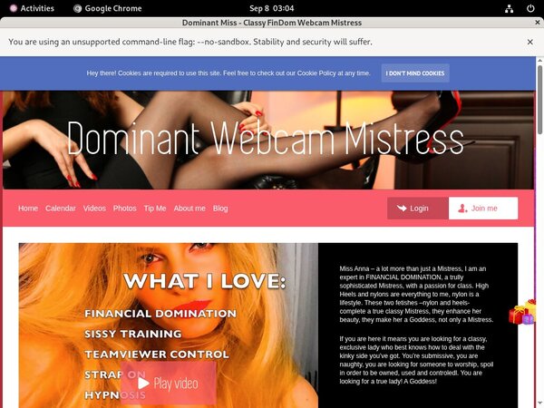 DominantMissClassyFinDomWebcamMistress Log In