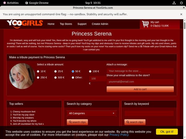 Princess Serena Accounts Password